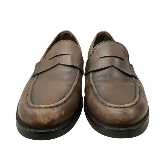 Tods Shoes Mens 8.5 Brown Leather Penny Loafers Made in Italy Classic Slip On - Picture 7 of 12